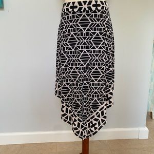 INC Womens B/W Printed Handkerchief Hem Pull On Maxi Skirt PM